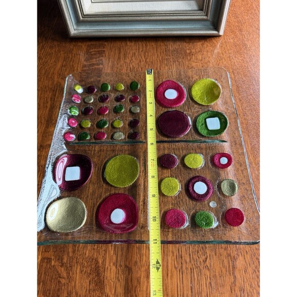 Lori Siebert for SILVESTRI Glass Fusion Abstract Circles Plate Platter Tray Dish - Picture 5 of 6